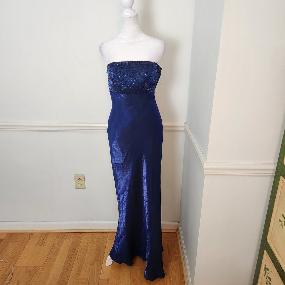 FLAW Vtg Y2K Morgan Co Maxi Dress Gown 3/4 Purple Blue Fairy Formal WhimsiGoth